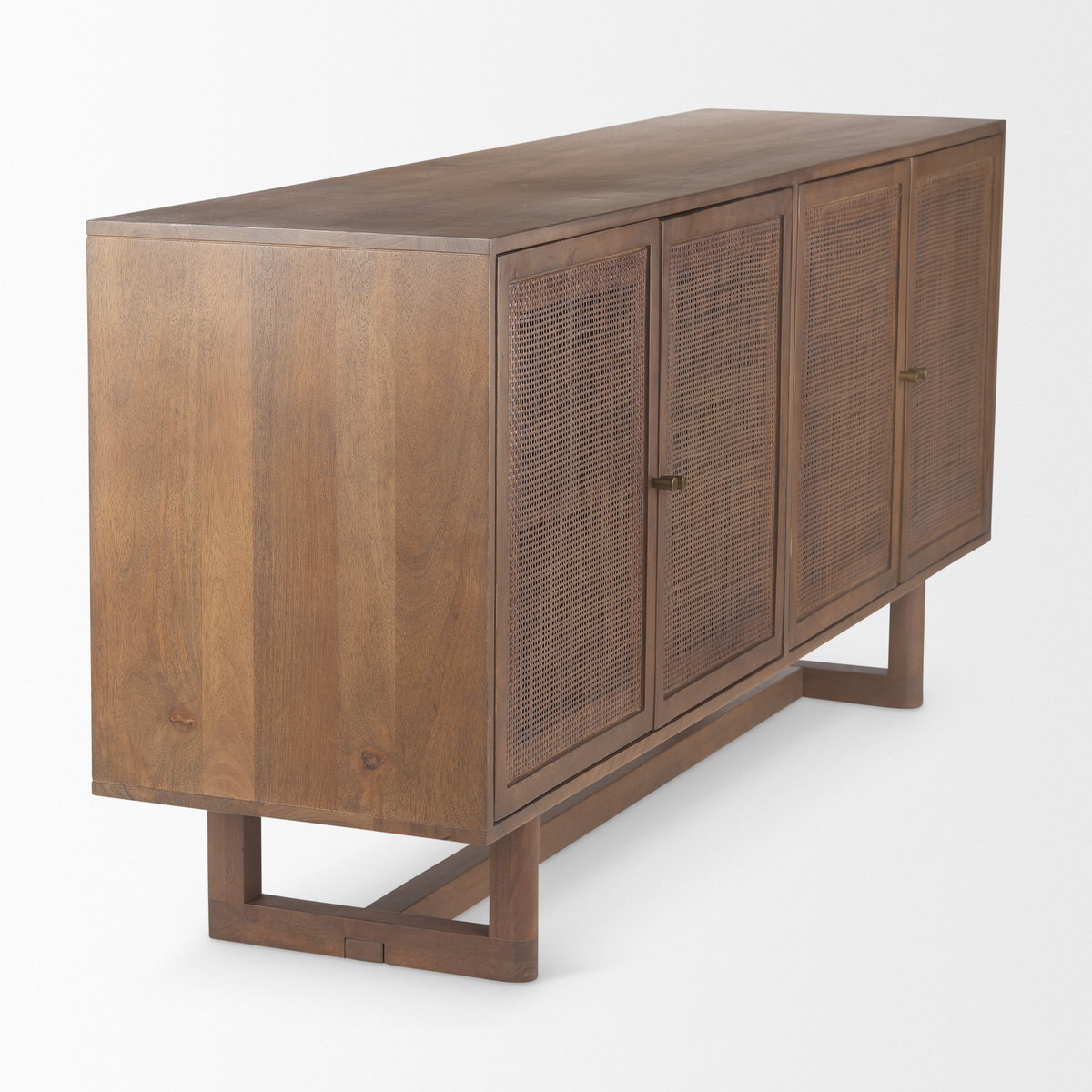 Grier Medium Brown Solid Wood with Cane Sideboard, Sideboards & Buffet by Mercana, 72" length x 18.75" width x 31.5" height View 9