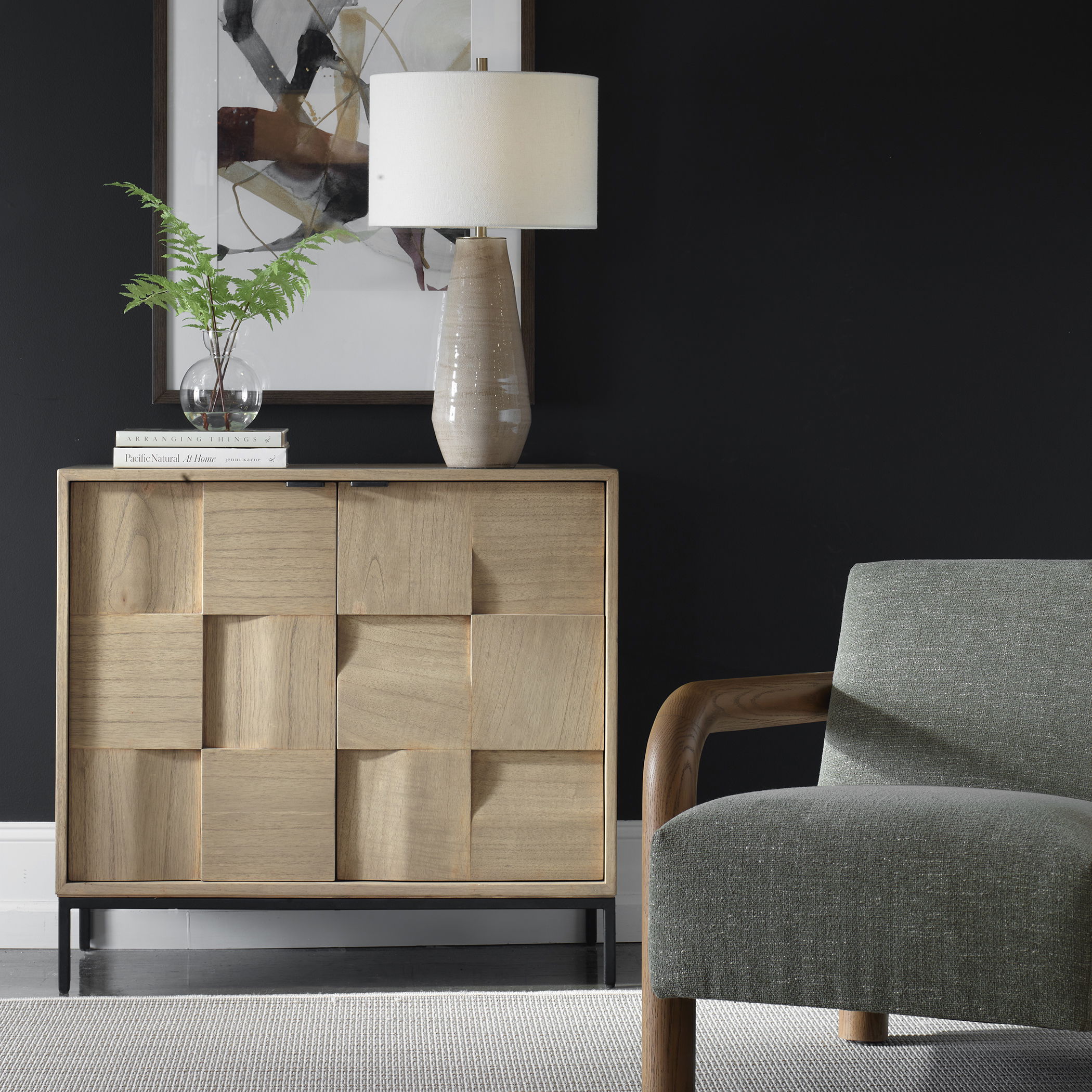 Lorenzo Geometric 2 Door Cabinet, Furniture by Uttermost, 36.1" width x 33" height x 18" depth View 2