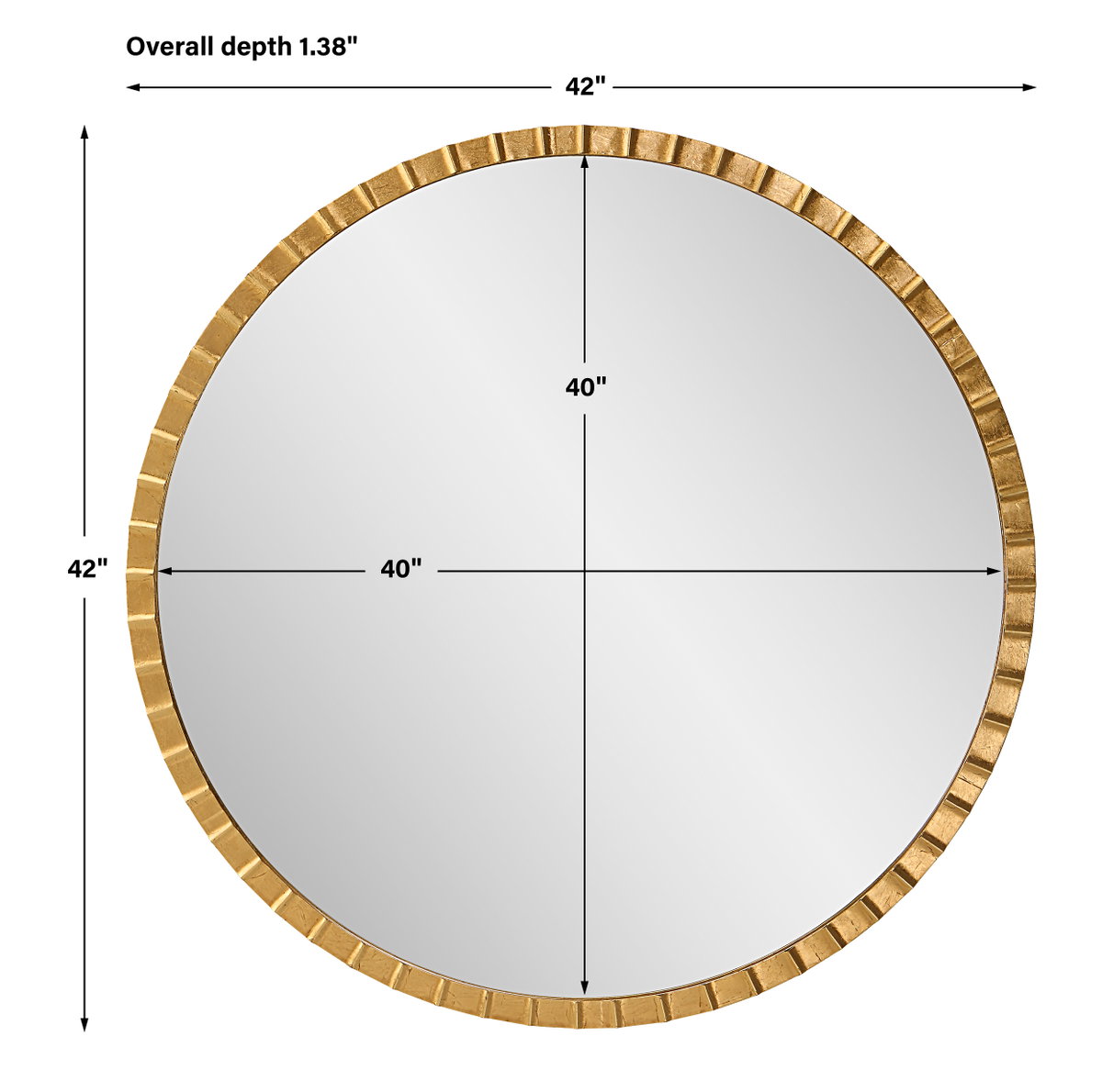 Dandridge Gold Round Mirror, by Uttermost, 3'6" width x 3'6" height x 1.38" depth View 3