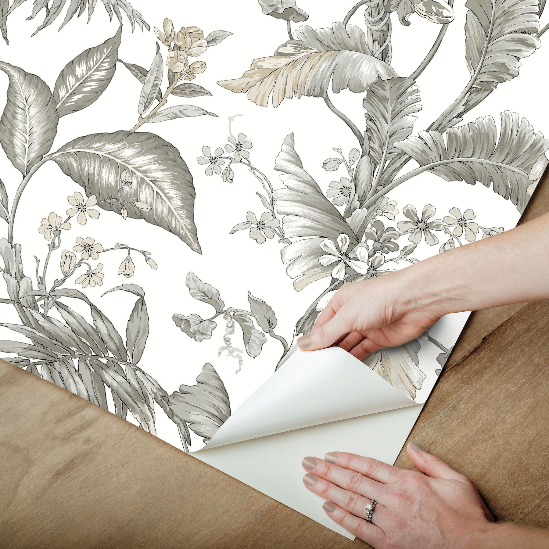 Fiji Garden White Peel & Stick Wallpaper large image 
