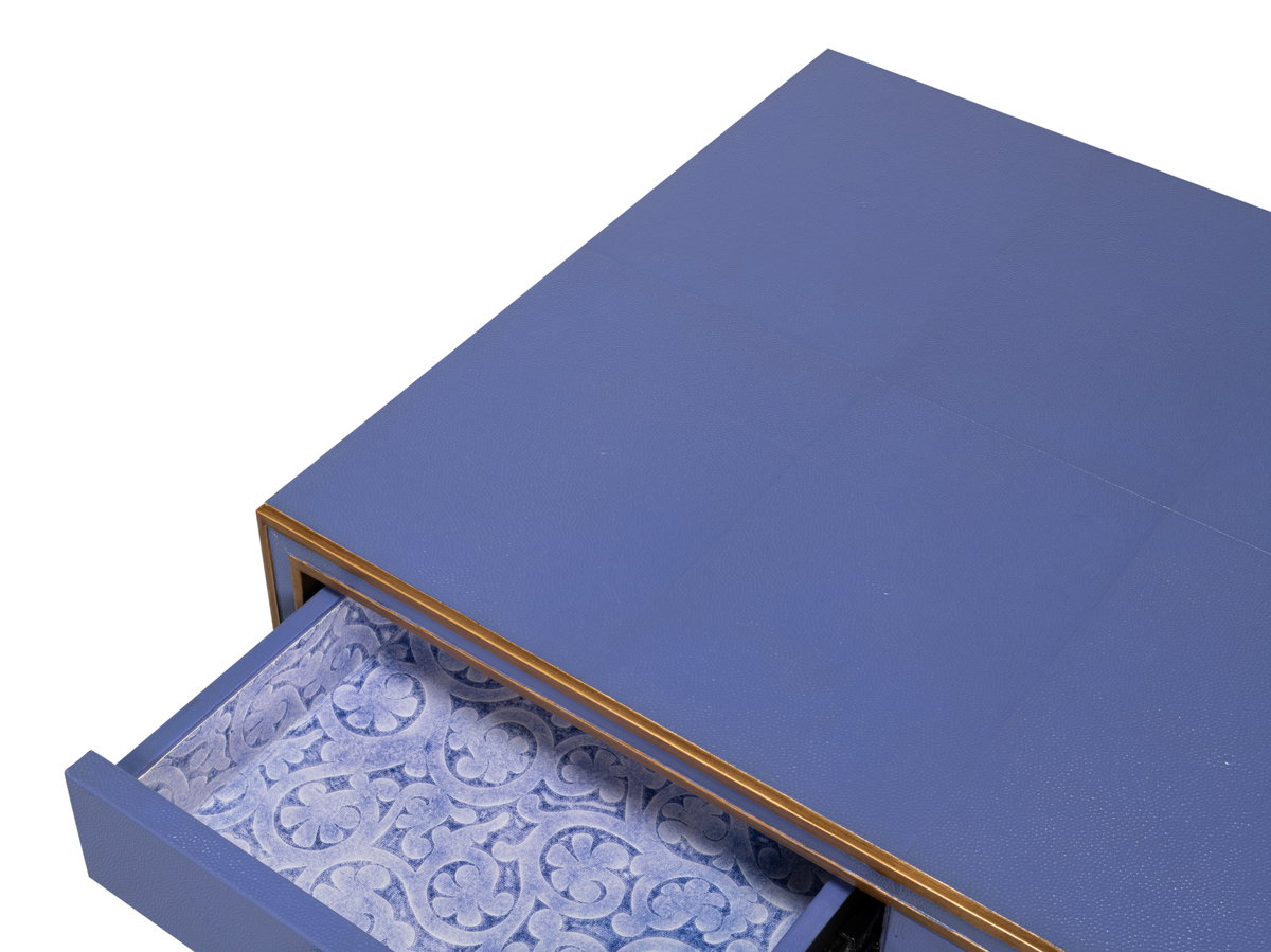 Gabriella Shagreen Desk/Table Marlin Blu, by Sarreid, 2' length x 4' width x 2'6" height View 11