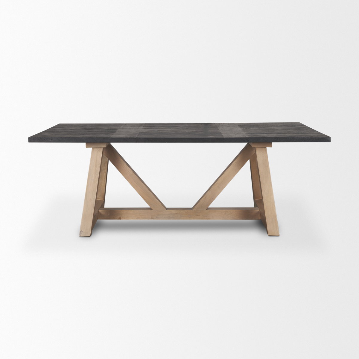 Rialto Rectangular Two-Tone Black and Brown Solid Wood Dining Table, by Mercana, 84" length x 42" width x 29.5" height View 3