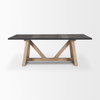 Rialto Rectangular Two-Tone Black and Brown Solid Wood Dining Table, by Mercana, 84" length x 42" width x 29.5" height thumbnail 3