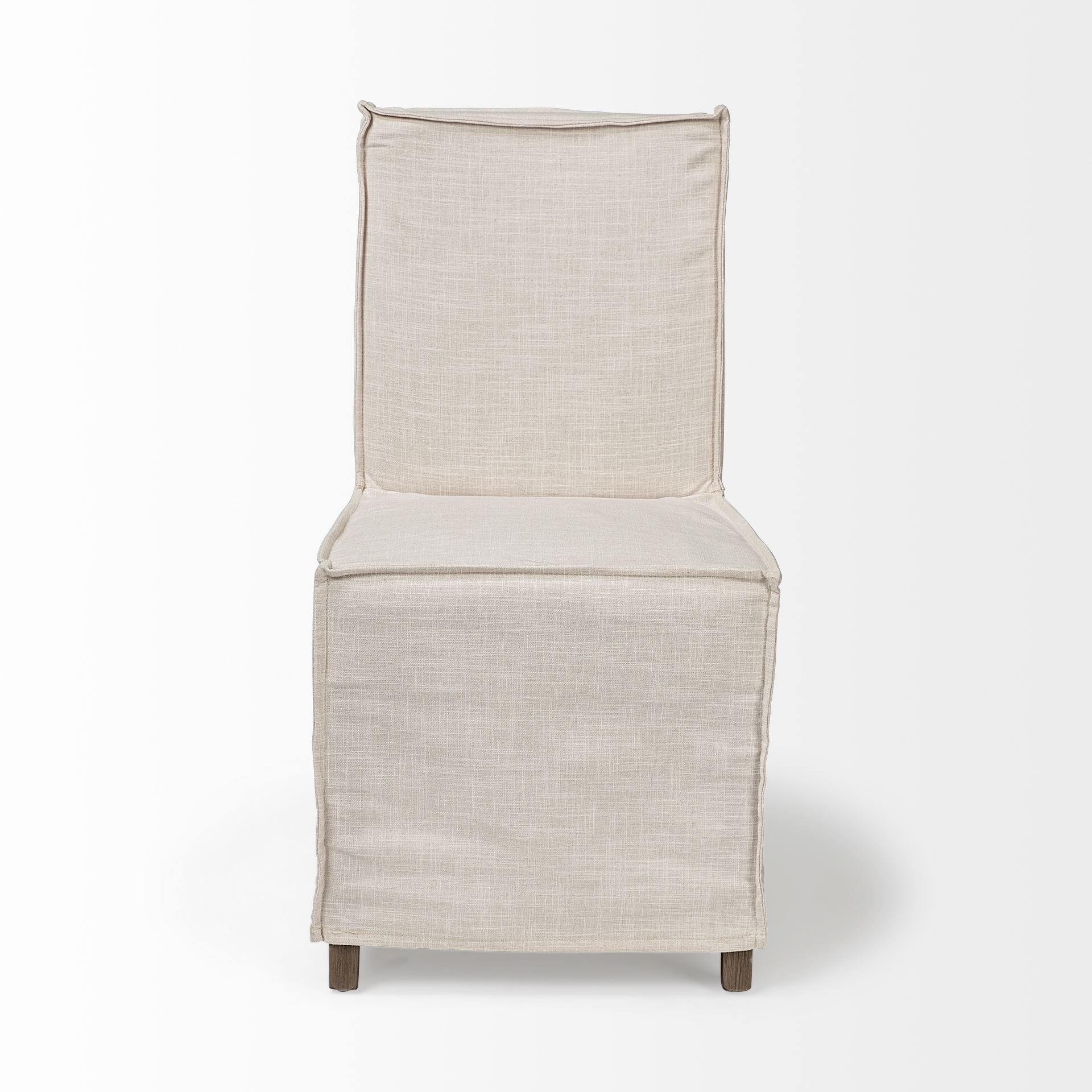 Elbert I Cream Fabric Slip-Cover Brown Wooden Base Dining Chair large image 