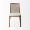 Clara Light Brown Wood with Cream Fabric Seat and Cane Back Armless Dining Chair thumbnail 3