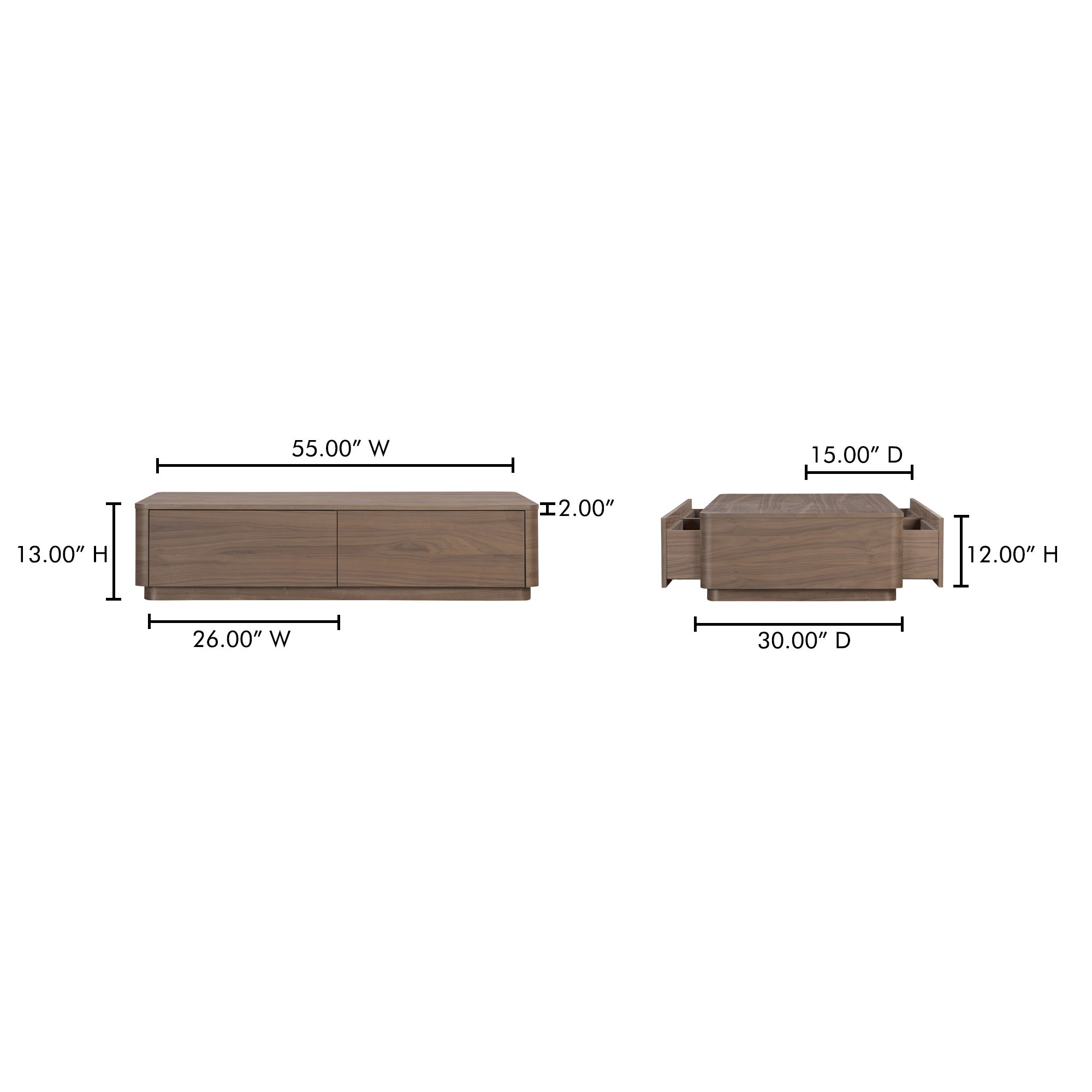 Round Off Coffee Table Walnut Brown large image 