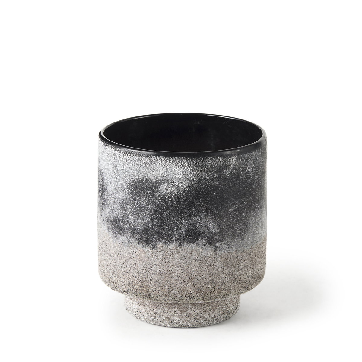 Squally  Black/Brown Glass Ombre Textured Small Vase, by Mercana, 6.02" length x 6.02" width x 6.42" height View 1