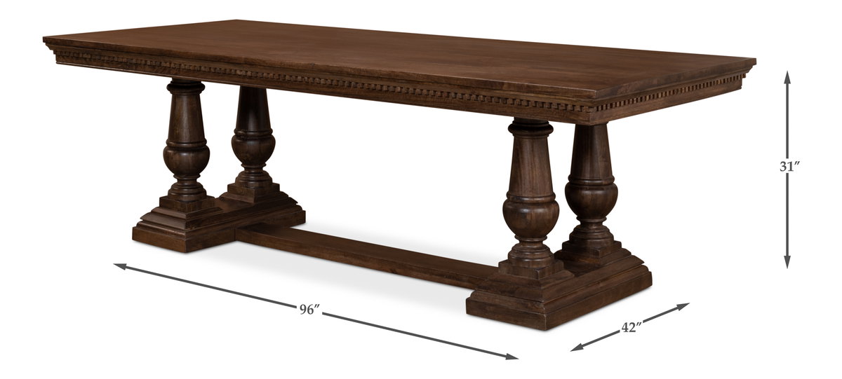 Joshua Pedestal Dining Table, by Sarreid, 3'6" length x 8' width x 2'7" height View 15