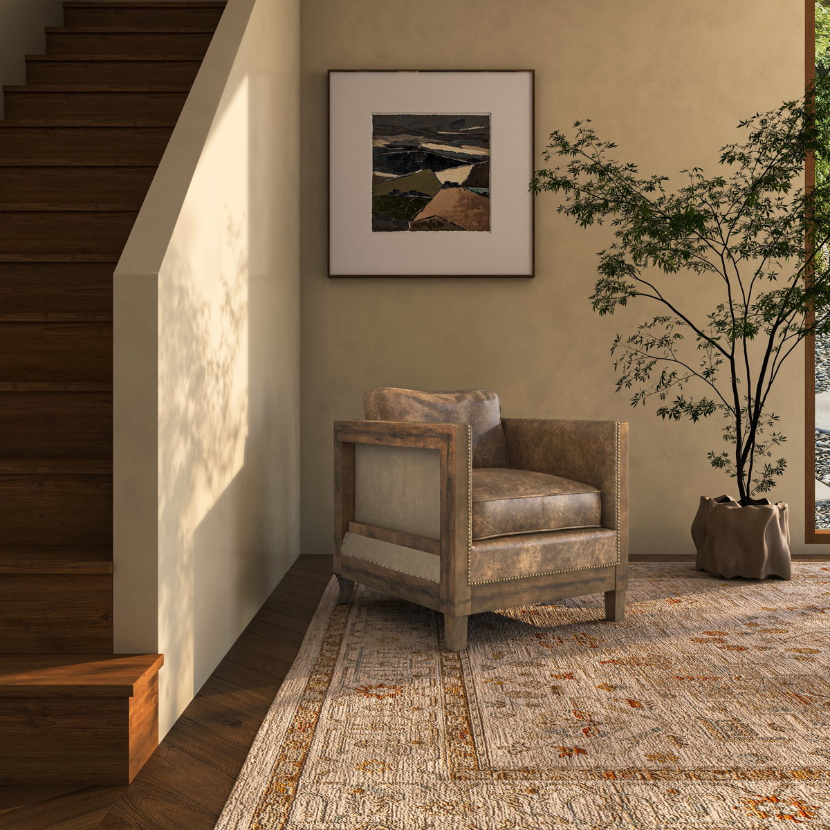 Darlington Club Chair Light Brown, Accent Chair by Moe's Home, 28" width x 31.5" height x 31" depth View 4