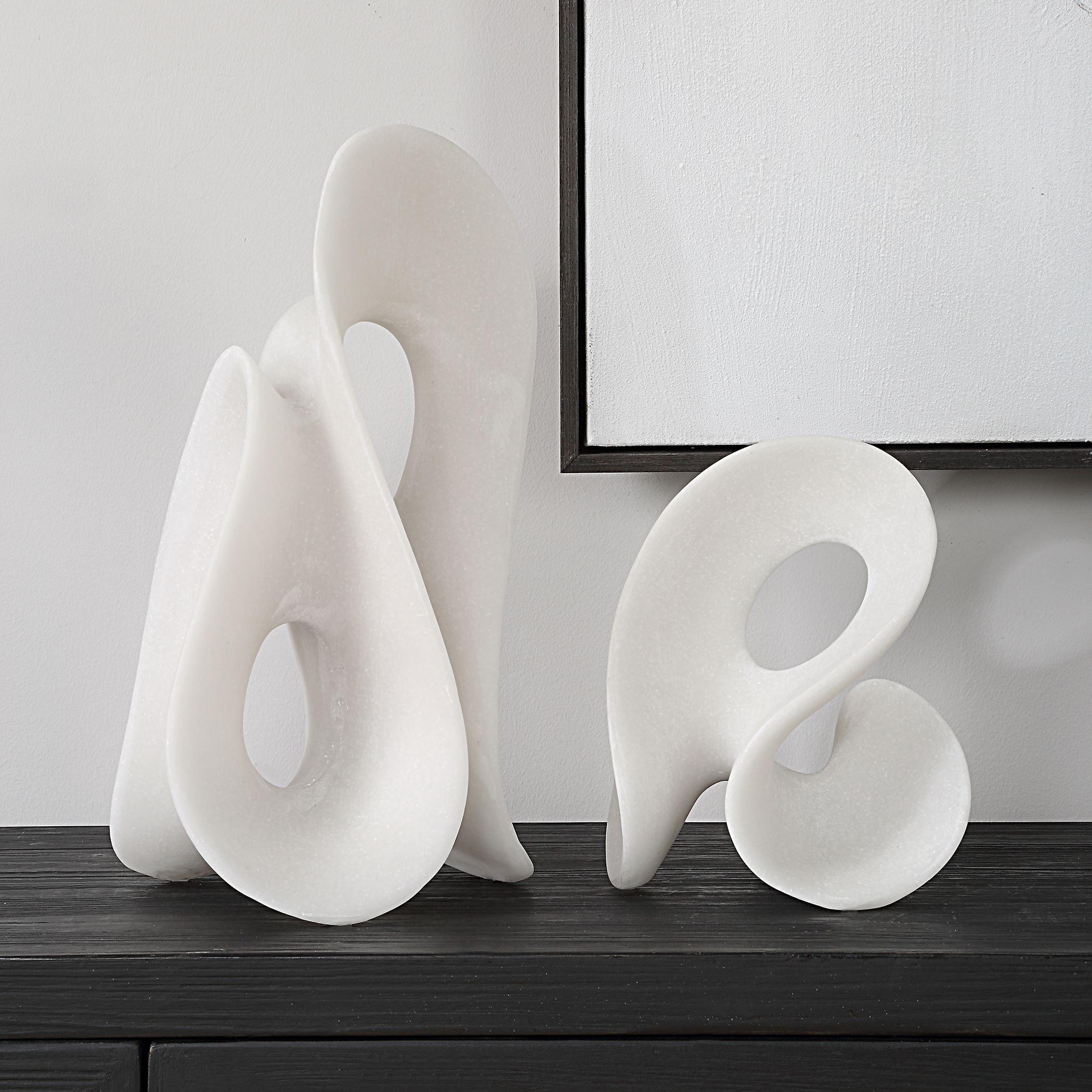 Silent Wave White Sculptures Set/2 large image 