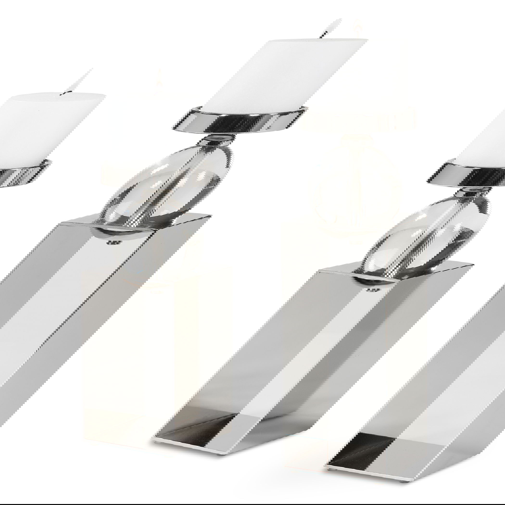 Lucian Nickel Candleholders, Set/2 large image 