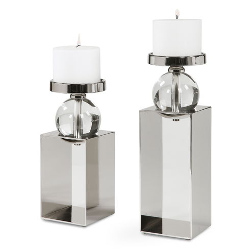 Lucian Nickel Candleholders, Set/2