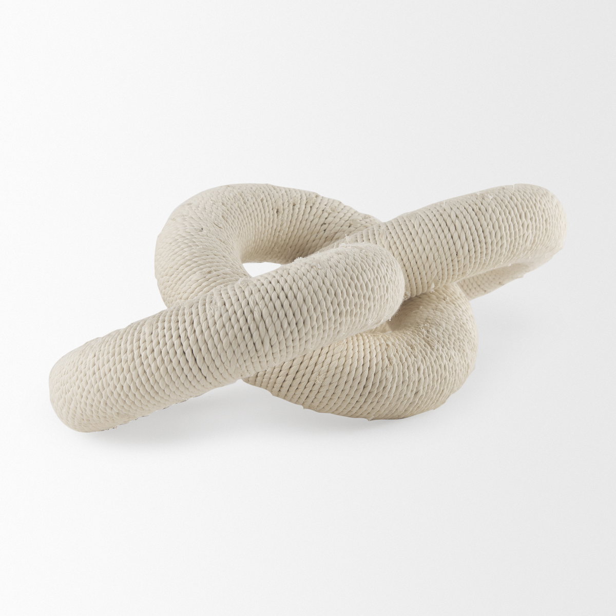 Alize Cotton Rope Wrapped Solid Wood Circular Chain Link Decorative Object, by Mercana, 14" length x 11" width x 8" height View 6
