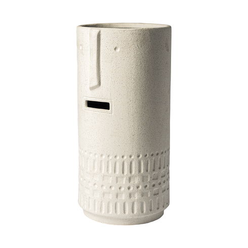 Jacob II Tall White Ceramic Smiling Face Vase