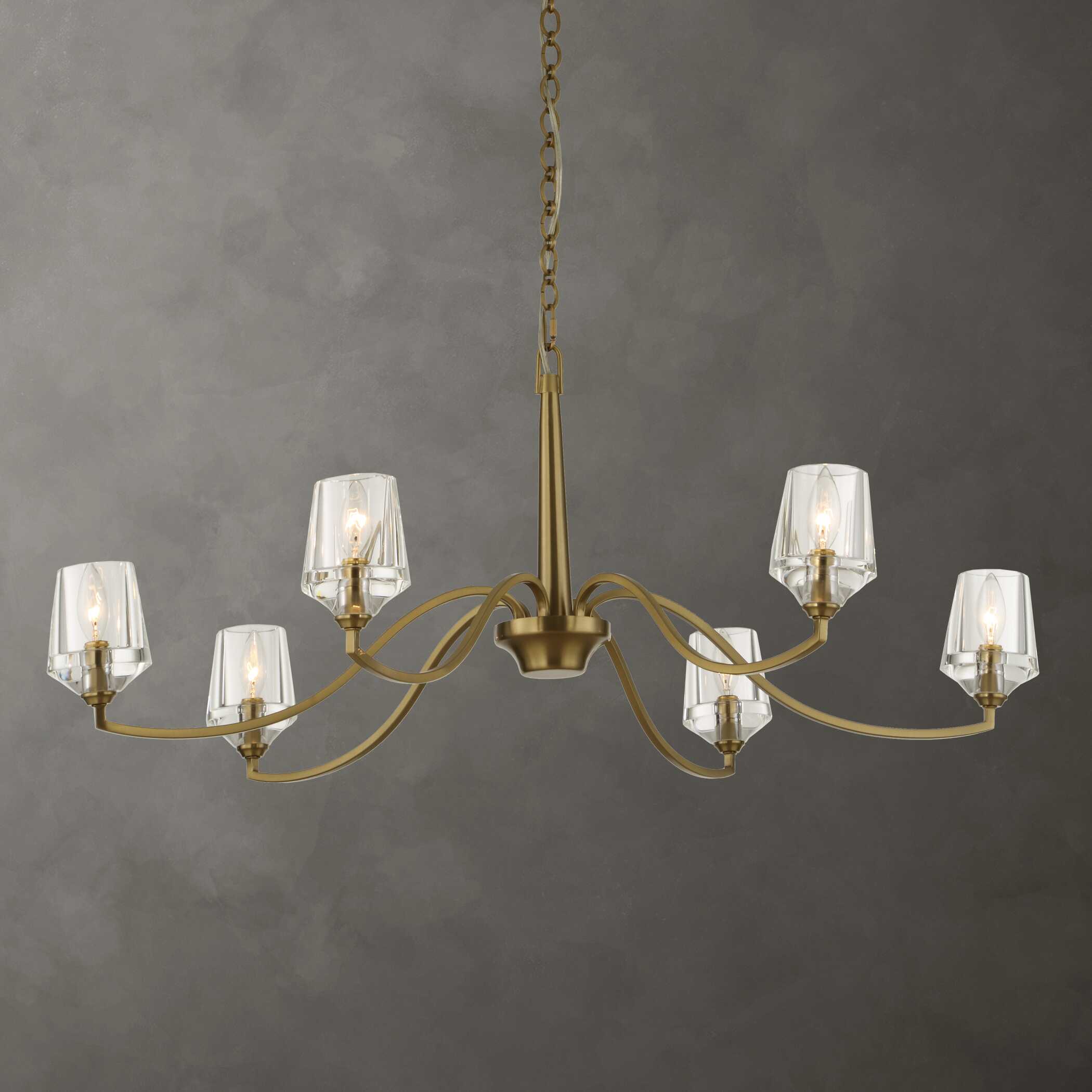 Barcelona 6 Light Brass Chandelier, Ceiling Light by Uttermost, 15.5" height x 40.25" diameter View 2