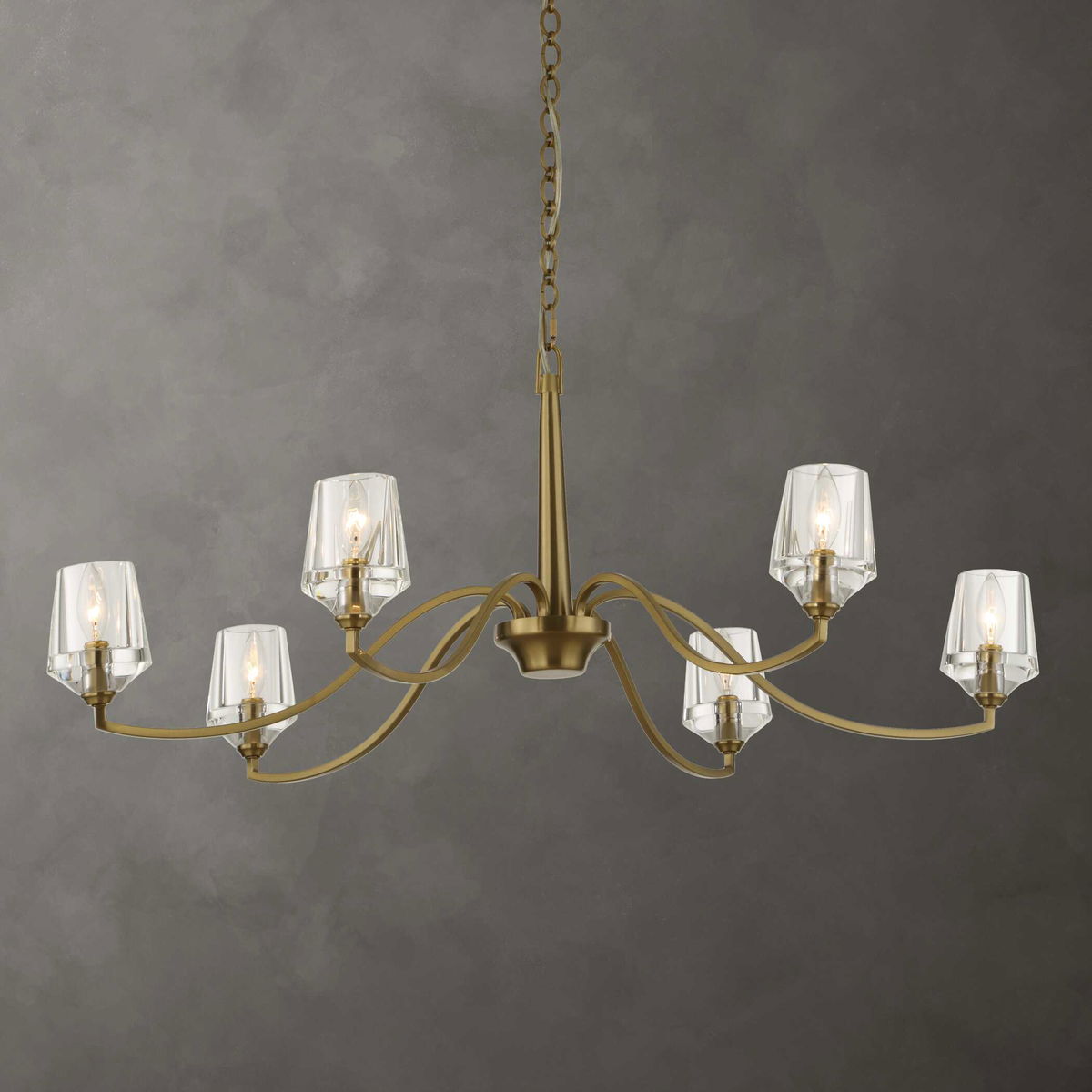 Barcelona 6 Light Brass Chandelier, Pendant by Uttermost, 15.5" height x 40.25" diameter View 2
