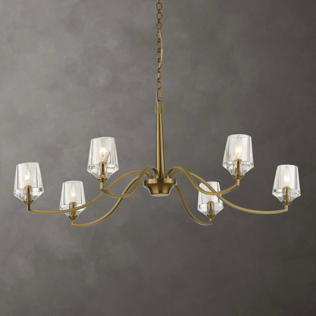 Barcelona 6 Light Brass Chandelier, Pendant by Uttermost, 15.5" height x 40.25" diameter View 2