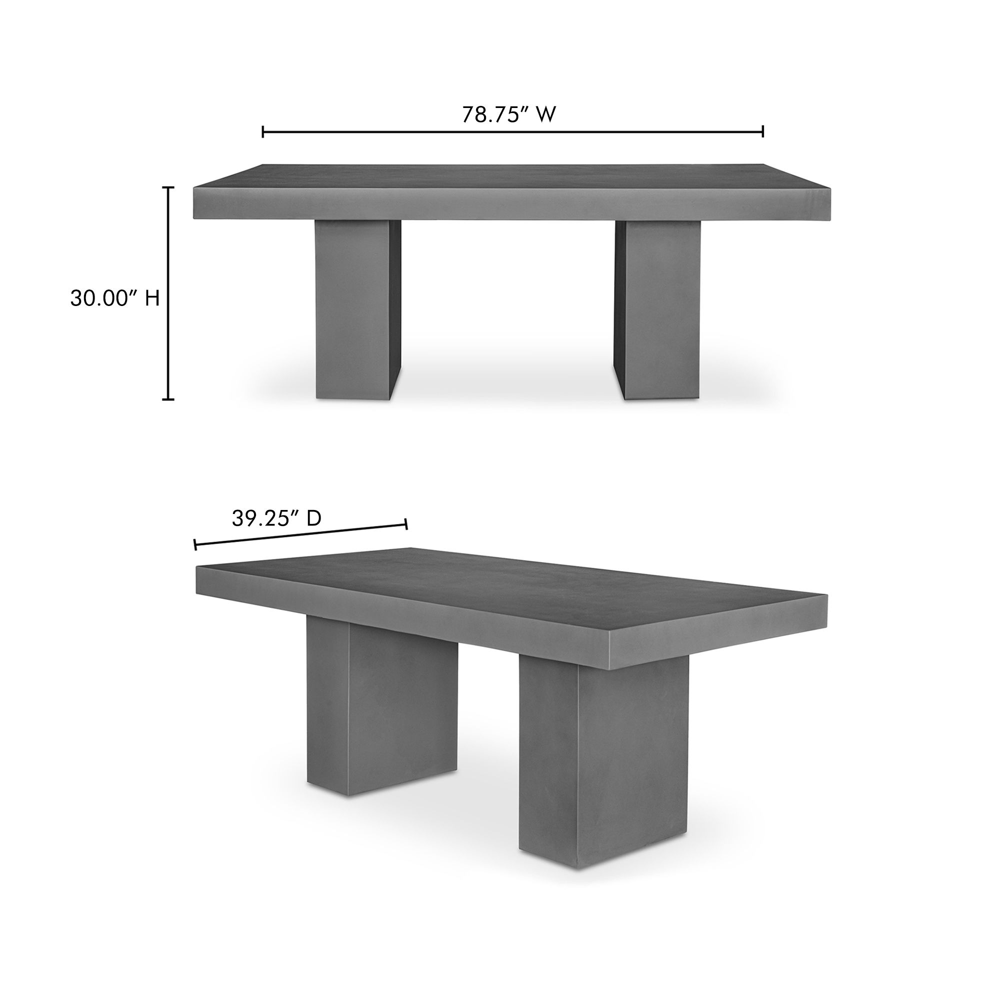 Antonius Outdoor Dining Table Grey, Outdoor Table by Moe's Home, 6'6.75" width x 2'6" height x 3'3.25" depth View 9