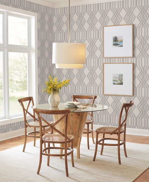 Etched Lattice Grey Wallpaper