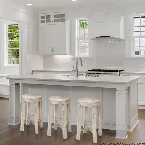 Brahma 30" Total Height White Washed Wood Stool