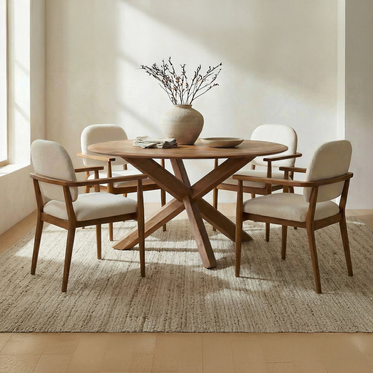 Wesley Dining Table Vintage Brown, by Moe's Home, 60" width x 29.5" height x 60" depth View 6