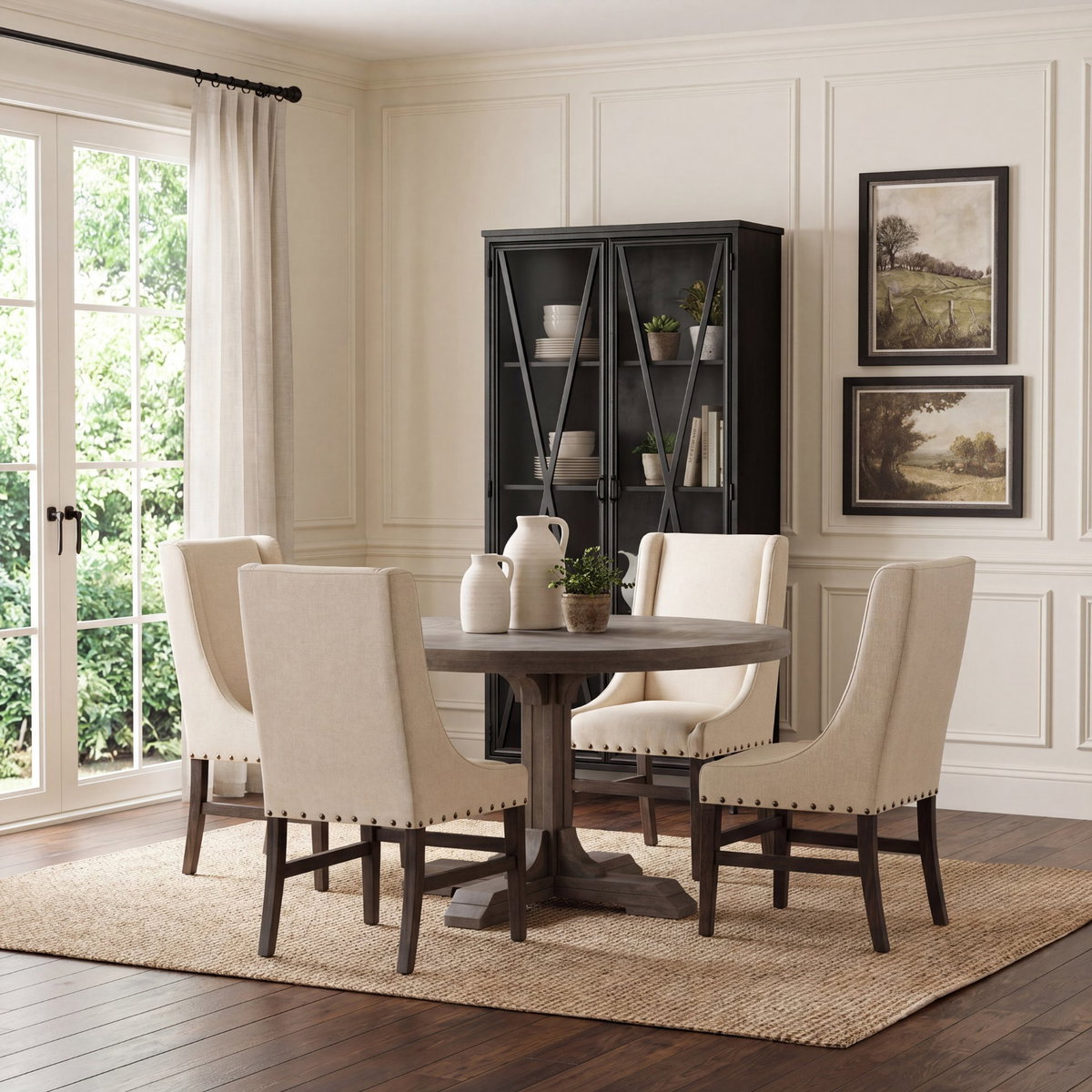 Barrett 54'L x 54'W Pedestal Dining Table | Modern | Brown Wood | Seats 4, by Mercana, 54" length x 54" width x 30" height View 2