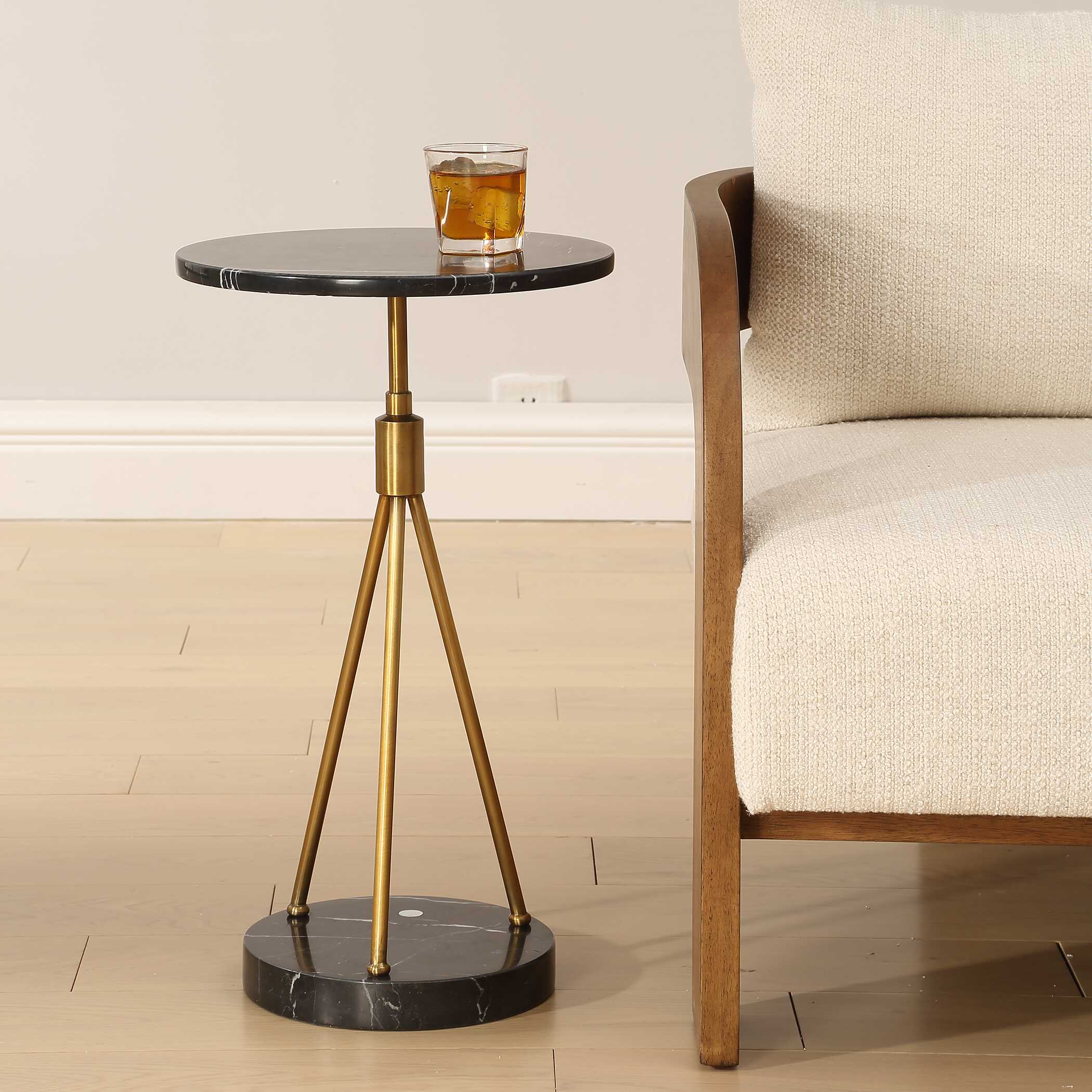 Rosston Black Marble Accent Table large image 