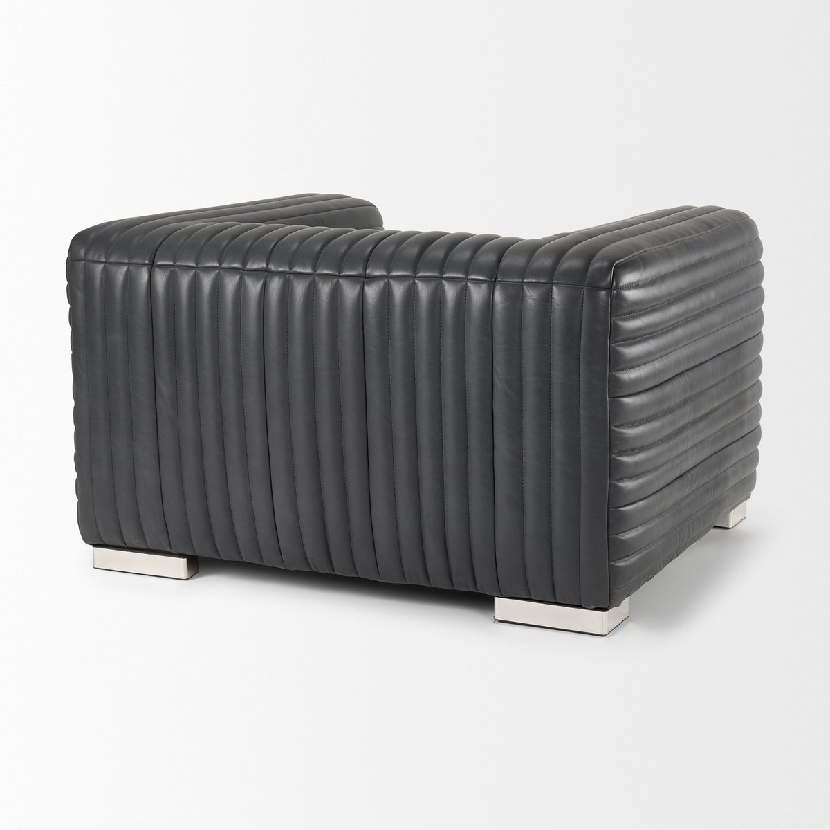 Ricciardo Black Leather Upholstered Arm Chair, Accent Chair by Mercana, 45.28" length x 38.19" width x 26.38" height View 6