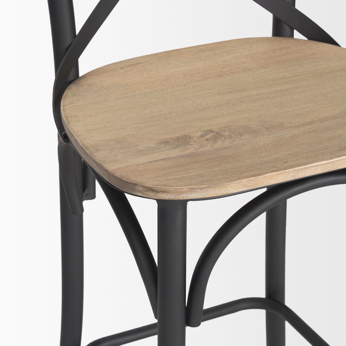 Etienne Low Back 26.25in Seat Counter Stool | Light Brown with Metal, Counter & Bar Stool by Mercana, 20.3" length x 22" width x 41.5" height View 11