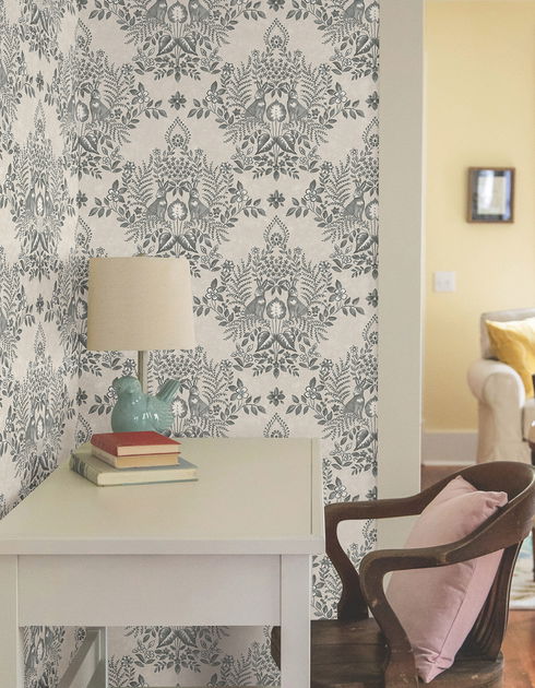 Cottontail Toile Linen & Charcoal Peel & Stick Wallpaper