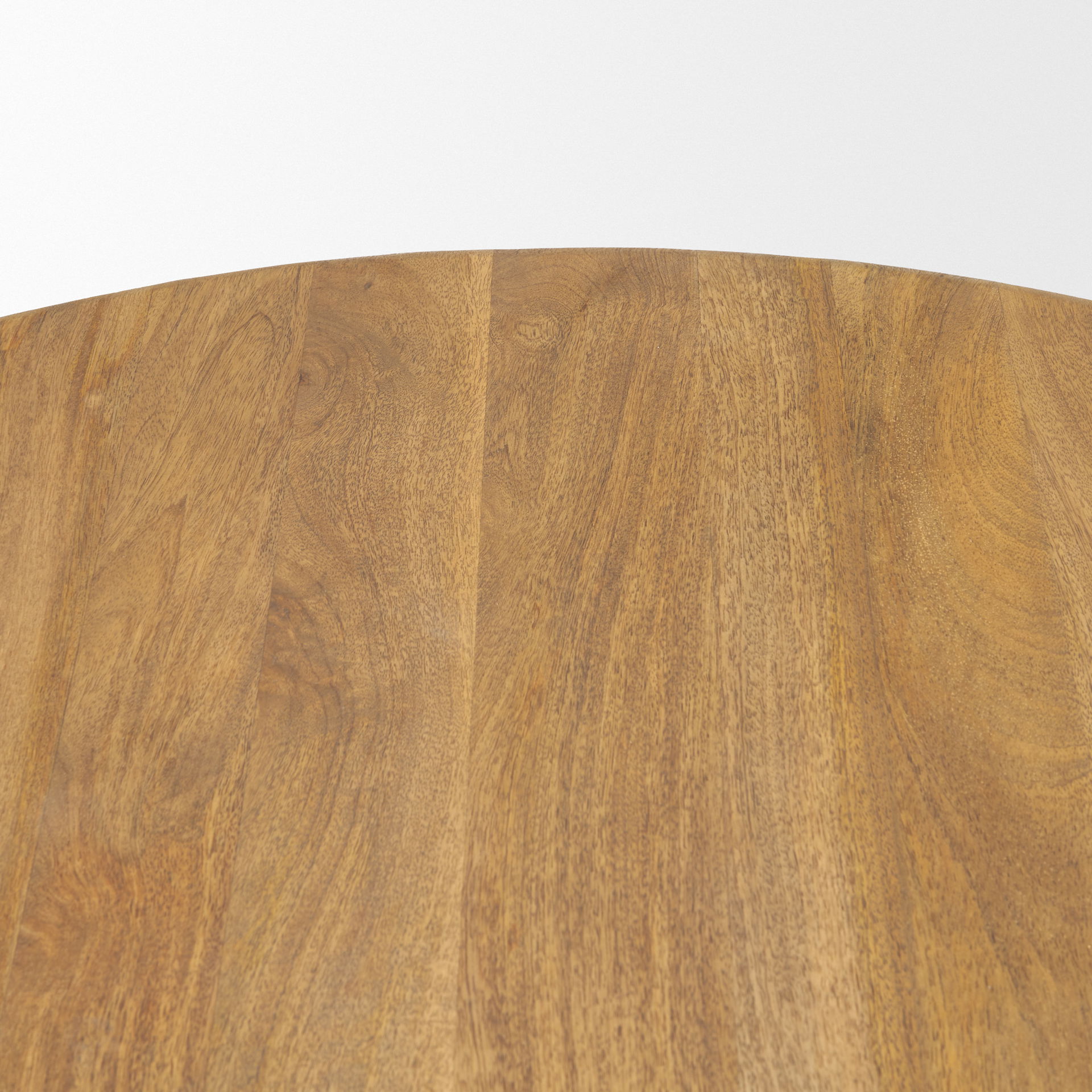 Shima Round Light Brown Wood with Arched Legs Coffee Table, by Mercana, 45" length x 45" width x 16" height View 8