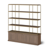 Braxton Dark Brown Wood with Antique Brass Metal Three Shelf Shelving Unit thumbnail 0