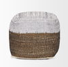 Samiya Jute with White Cotton Pouf, Ottoman by Mercana, 16" length x 16" width x 16" height thumbnail 3