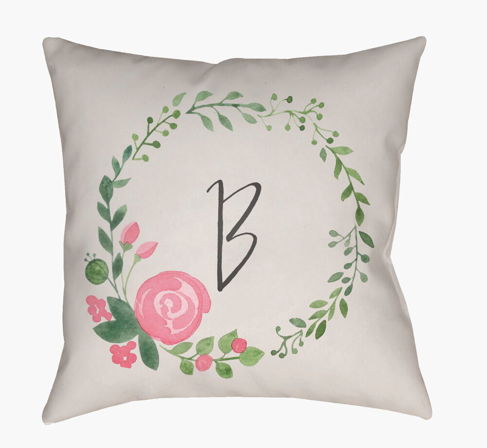 Initials II Accent Pillow, Decorative Pillow by Surya, 18" length x 18" width