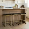 Givens Backless 26in Seat Counter Stool | Brown Wood with Gold Metal, Counter & Bar Stool by Mercana, 14" length x 15.8" width x 26" height thumbnail 3