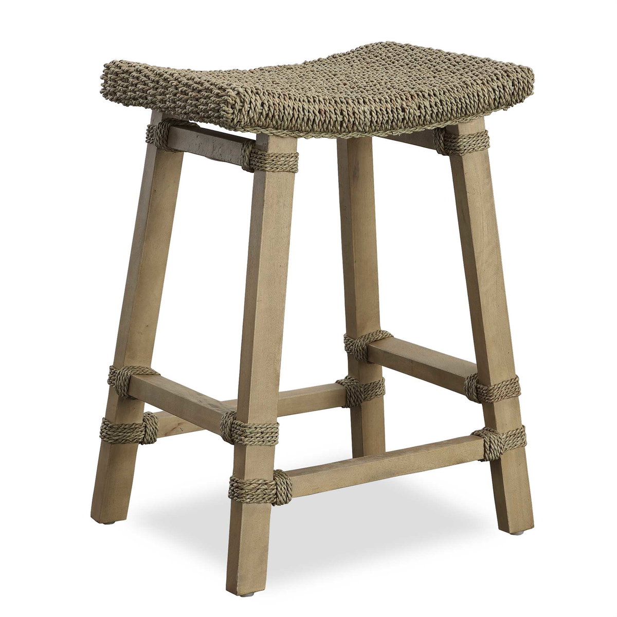 Everglade Sea Grass Counter Stool, Counter & Bar Stool by Uttermost, 20" width x 26.5" height x 15.5" depth View 5