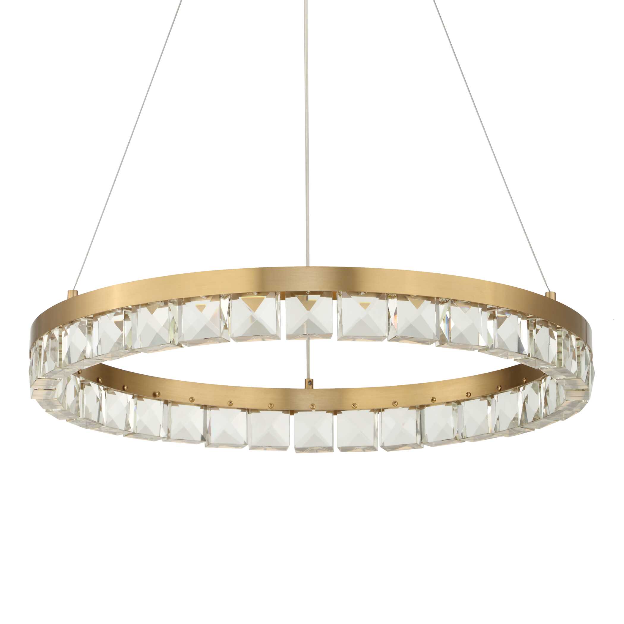 Segovia Round Crystal LED Chandelier, Ceiling Light by Uttermost, 3.75" height x 28" diameter View 3