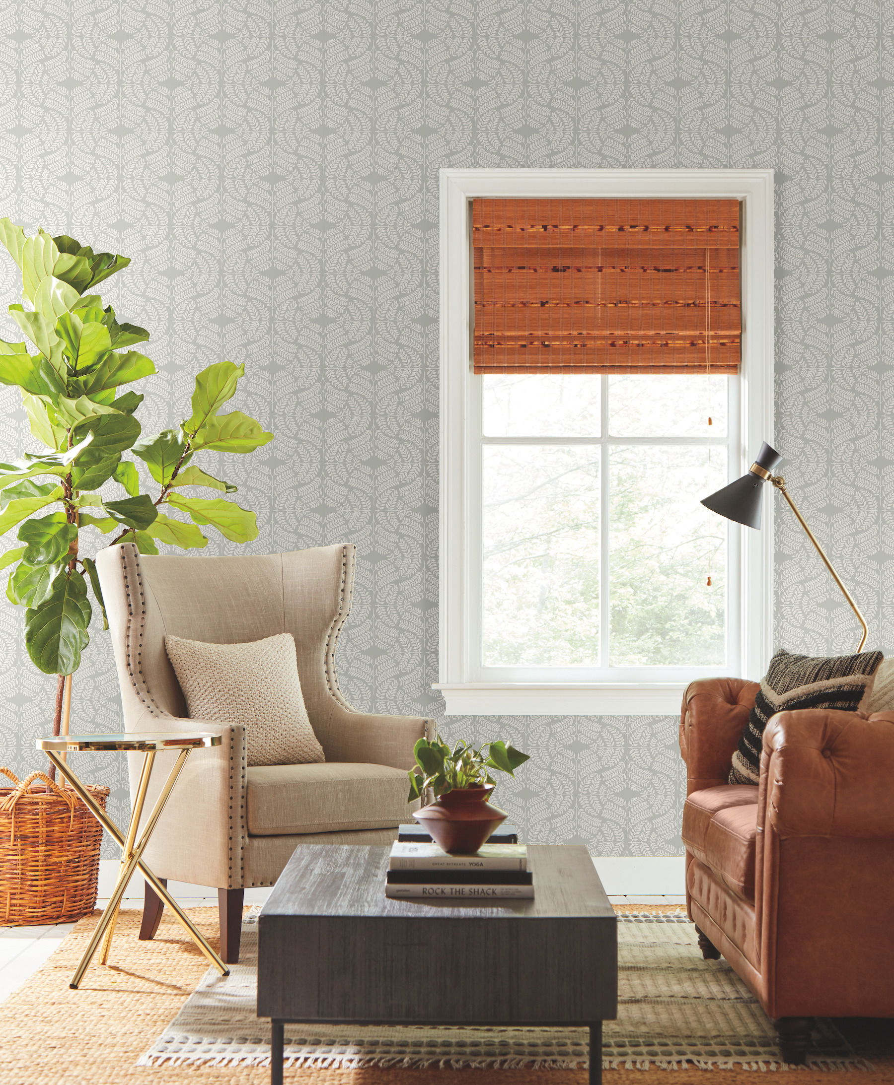 Fern Tile Light Grey Wallpaper, by York Wall, 27' length x 2'3" width x 0.02" depth View 2