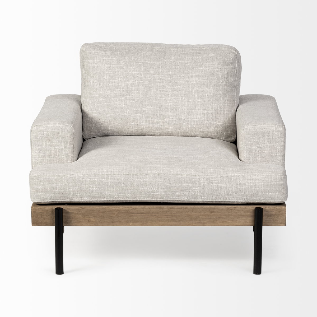 Colburne I Beige Fabric with Wood and Iron Frame Accent Chair, by Mercana, 40.55" length x 40.55" width x 32.28" height View 4