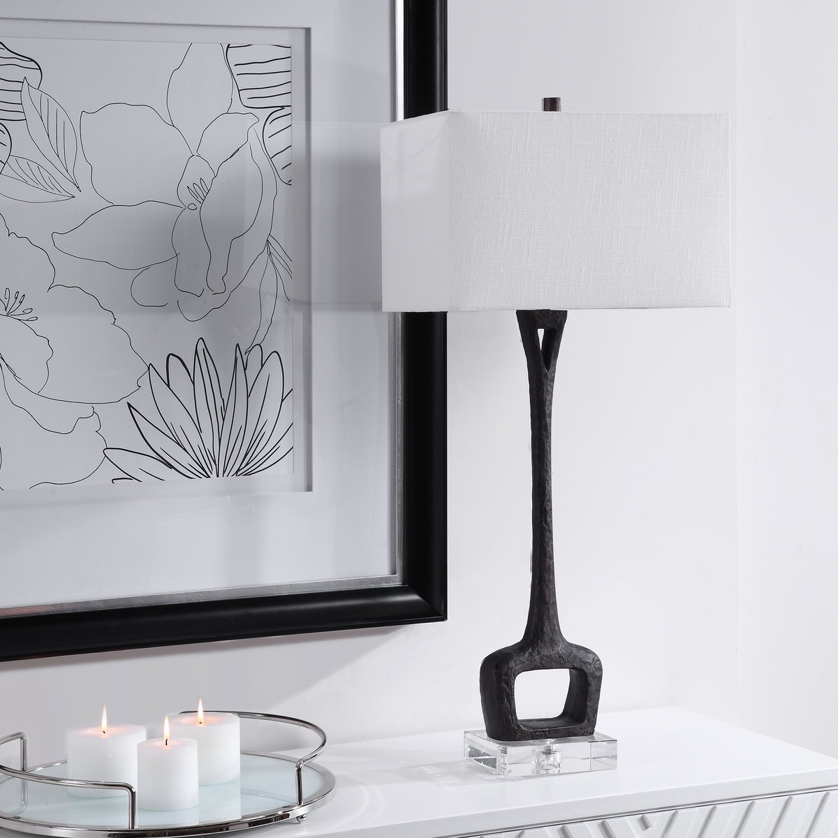 Darbie Iron Table Lamp, by Uttermost, 1'4" width x 2'11.75" height x 10" depth View 6