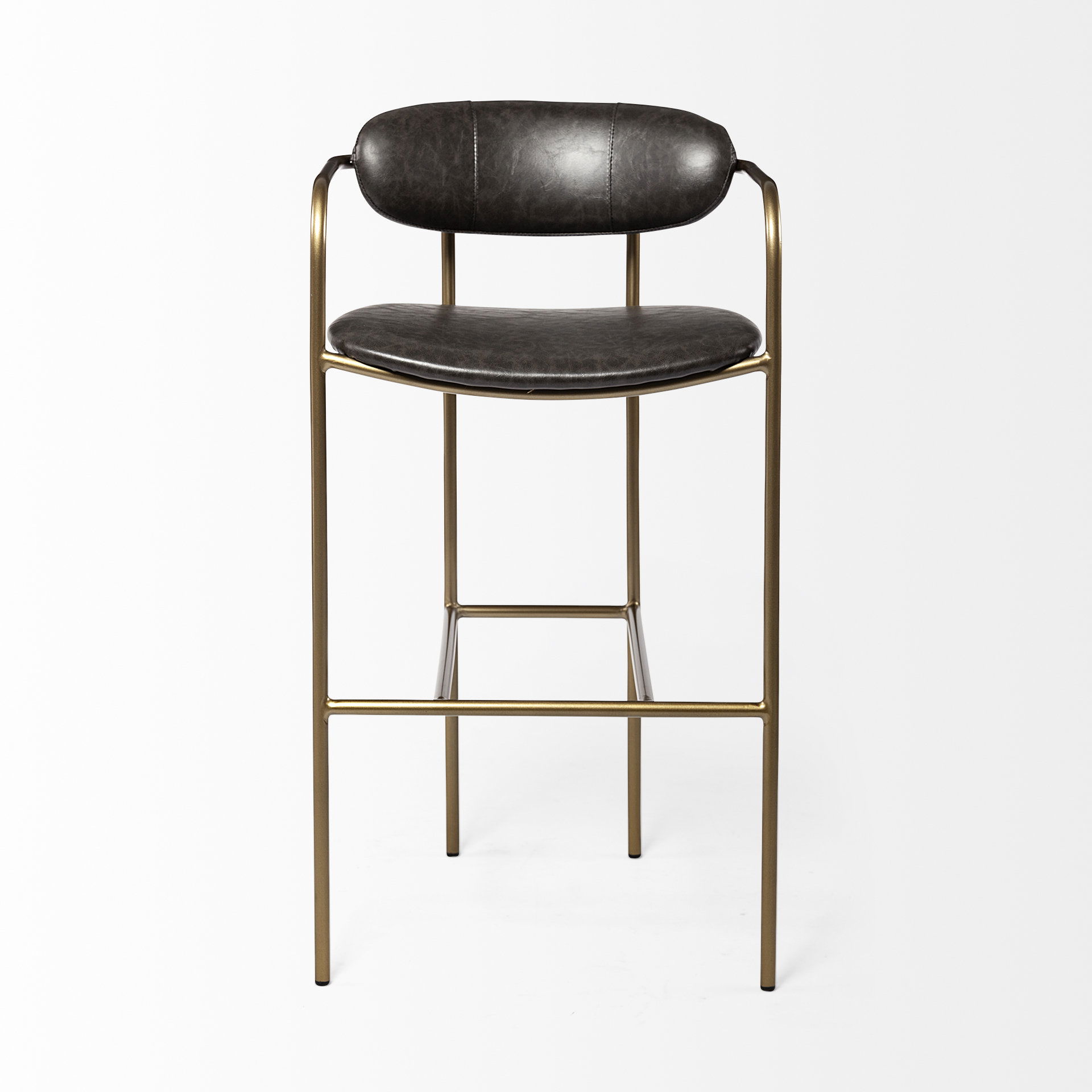 Parker Brown Faux Leather Seat Gold Metal Bar Stool large image 