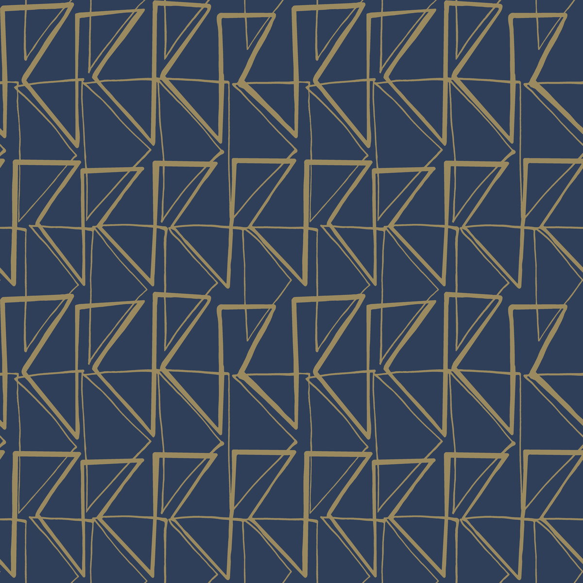 Love Triangles Blue & Gold Metallic Peel & Stick Wallpaper, by York Wall, 20' length x 1'8.5" width x 0.02" depth View 1