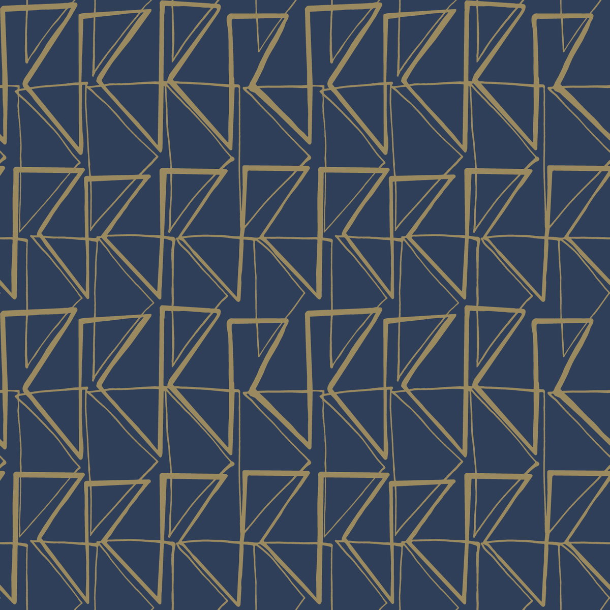 Love Triangles Blue & Gold Metallic Peel & Stick Wallpaper, by York Wall, 20' length x 1'8.5" width x 0.02" depth