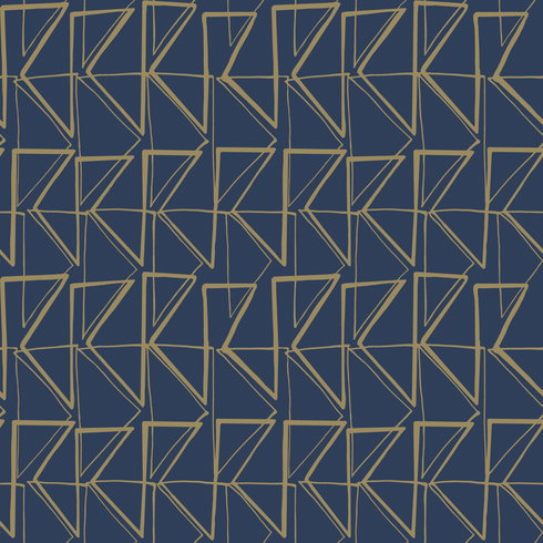 Love Triangles Blue & Gold Metallic Peel & Stick Wallpaper