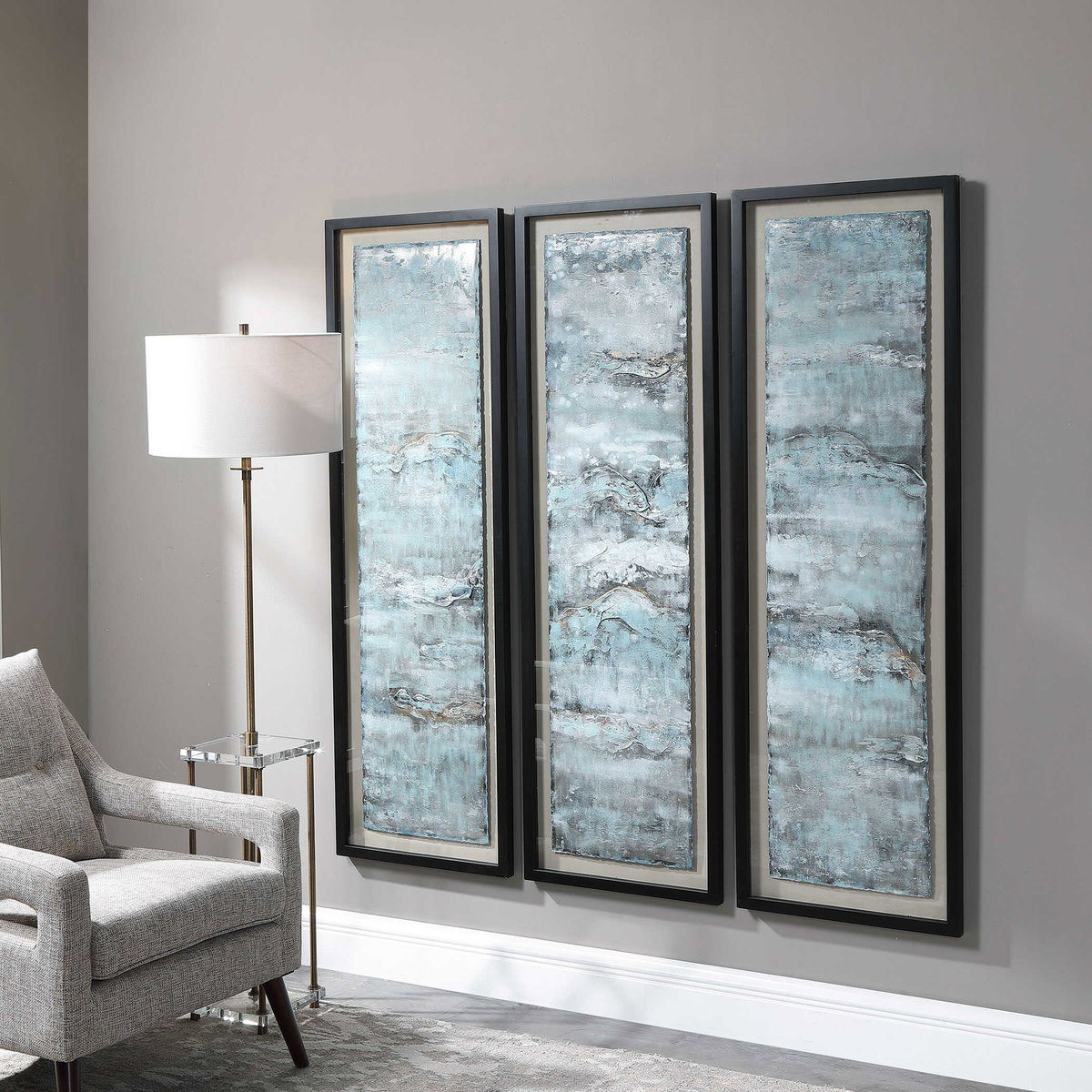 Ocean Swell Painted Metal Art Set/3 3 Cartons, by Uttermost, 20.6" width x 65.7" height x 1.5" depth View 4