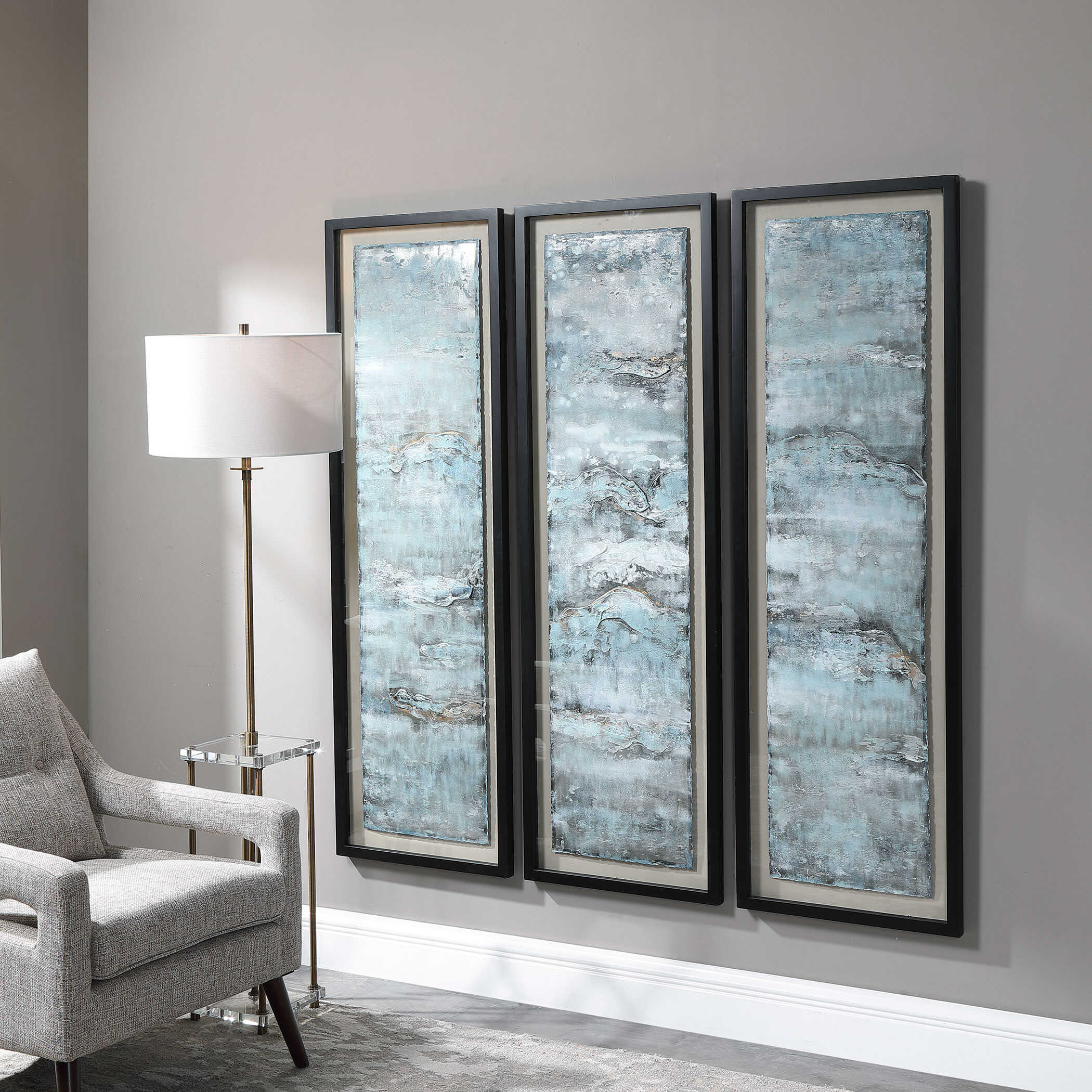 Ocean Swell Painted Metal Art Set/3 3 Cartons large image 