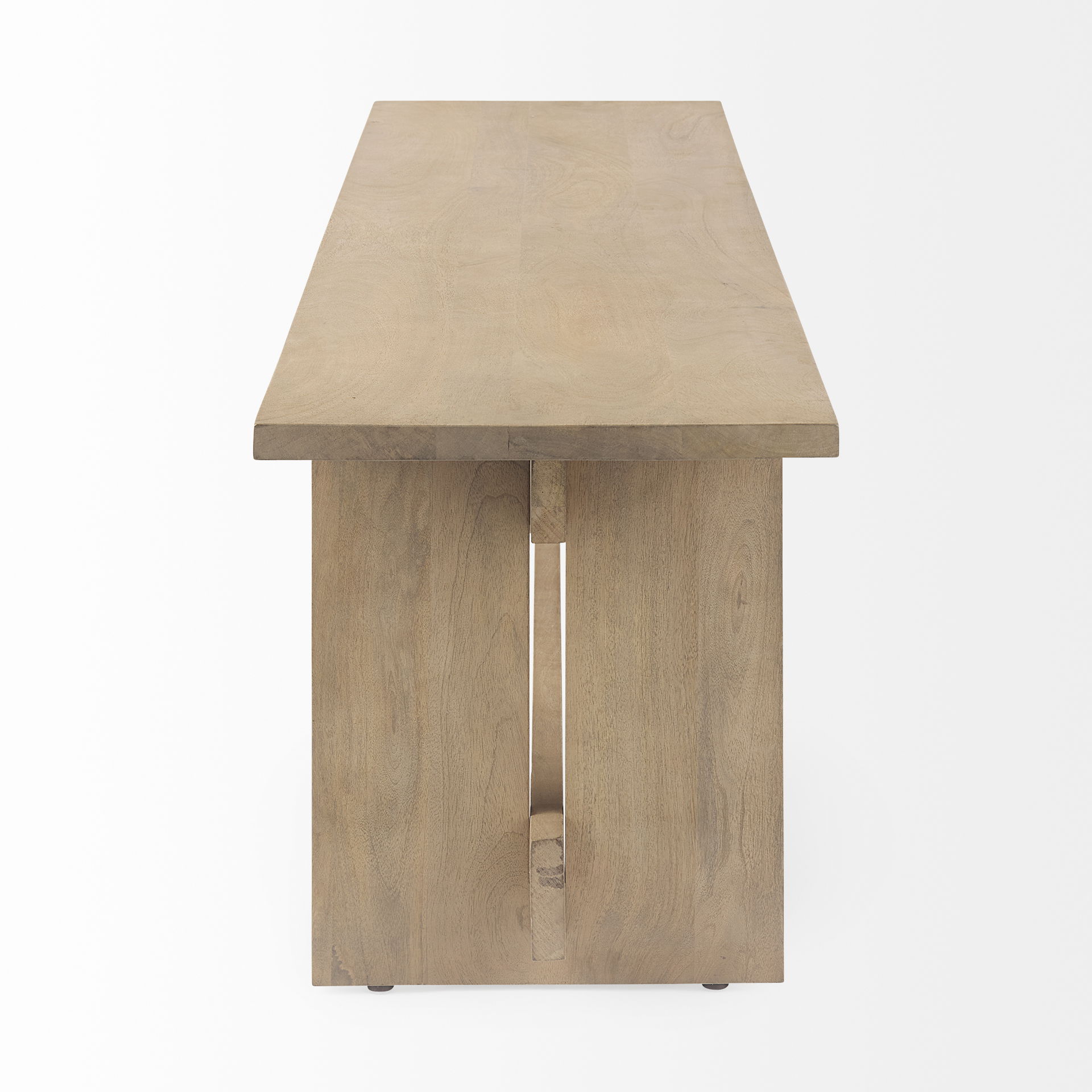 Aida 18H Light Brown Wood Dining Bench, Benche by Mercana, 66" length x 16" width x 18" height View 5