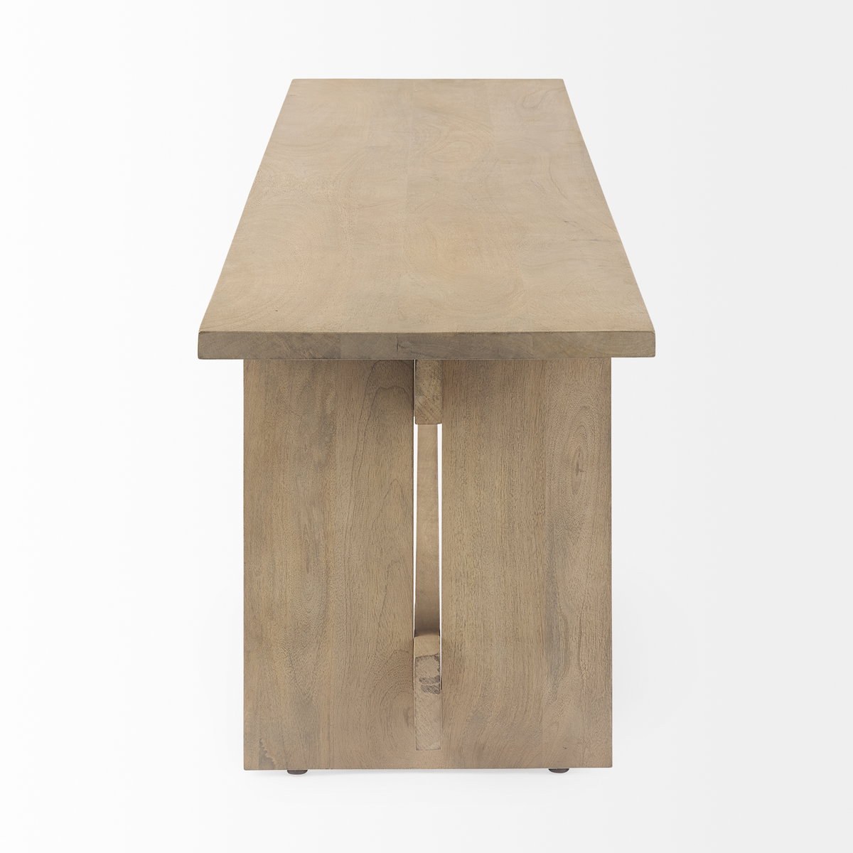 Aida 18H Light Brown Wood Dining Bench, Benche by Mercana, 66" length x 16" width x 18" height View 5