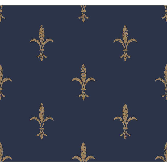 Fleur De Lis Navy & Gold Wallpaper large image 