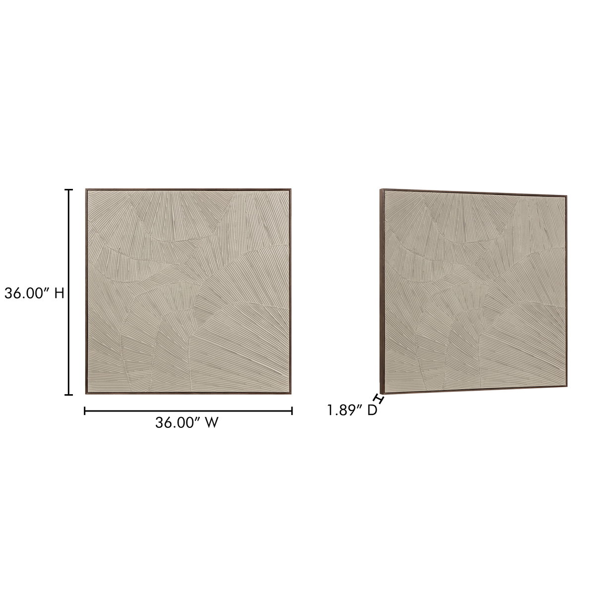 Flutter Framed Painting Cool Beige, by Moe's Home, 36" width x 36" height x 1.89" depth View 8